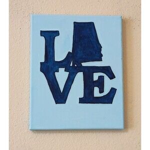 Handpainted 'Love Alabama' State Acrylic Painting On Canvas Wall Decor 8x10"